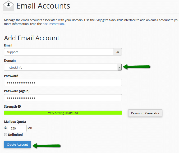 How to create email account in cPanel