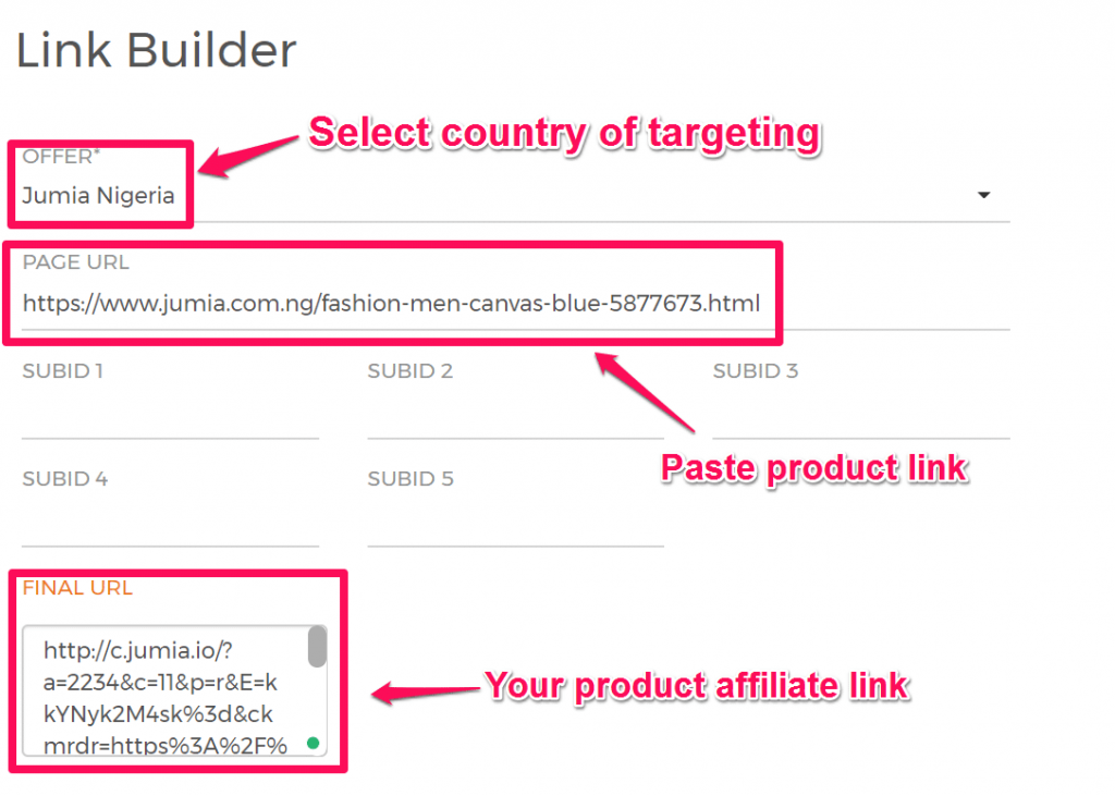 how to build links on jumia affiliate 