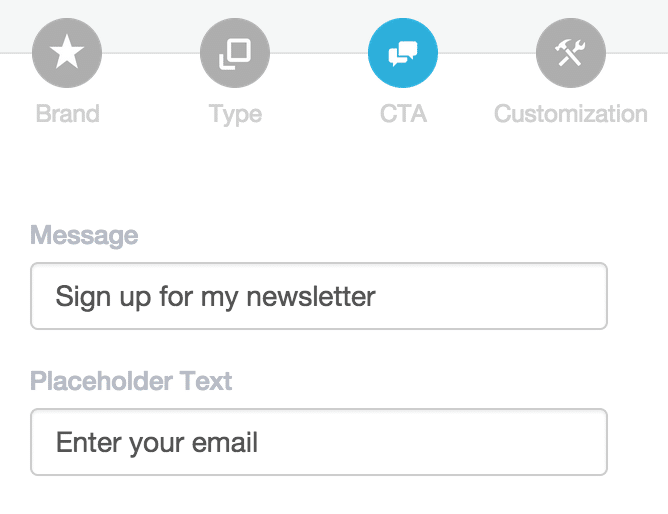 Add your message and placeholder text for the form field