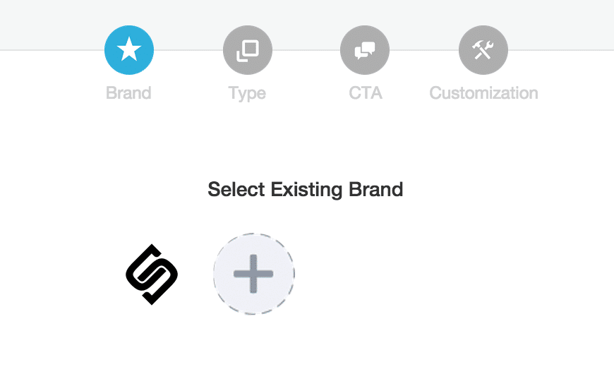 Sniply Select an existing brand or Create a New Brand