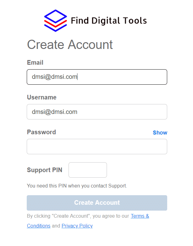 create a new account