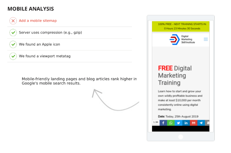 Free Website Audit Tool - Mobile Analysis
