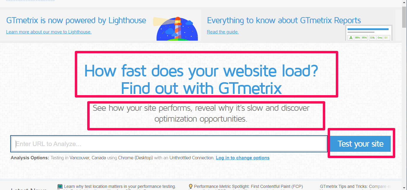 Website loading speed tool