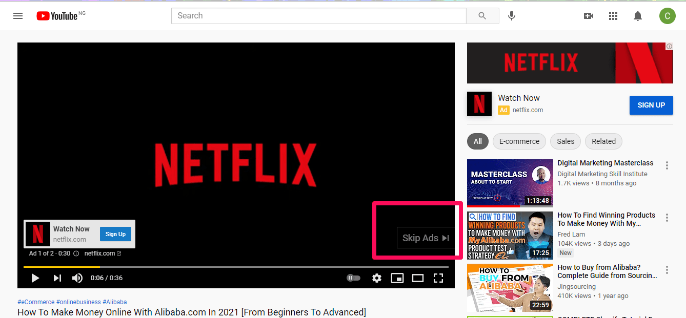 Youtube advertising