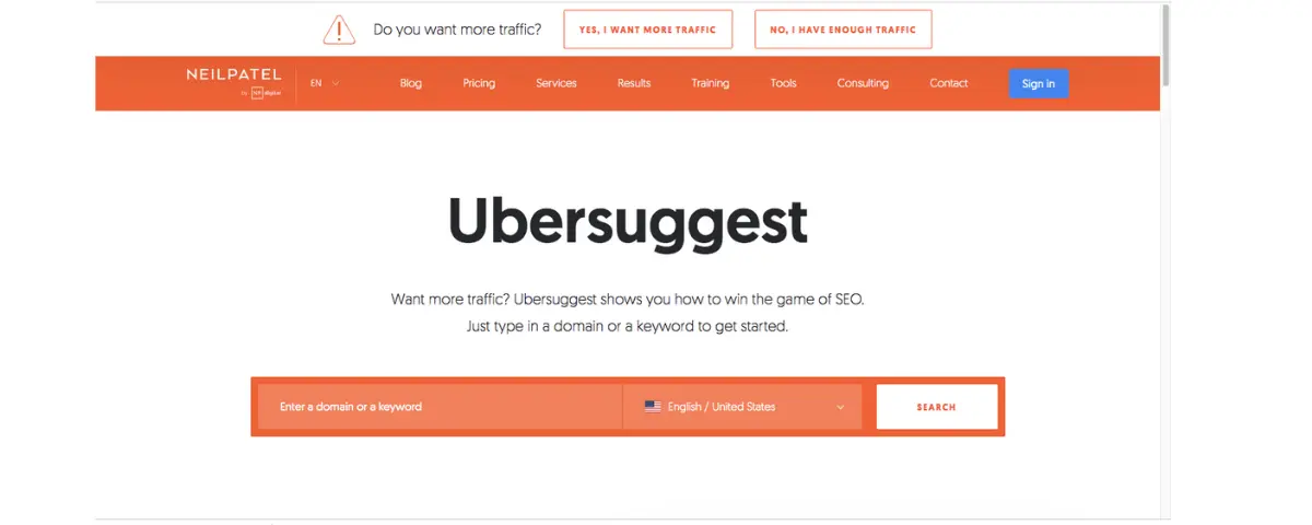 content writing tools - Ubersuggest
