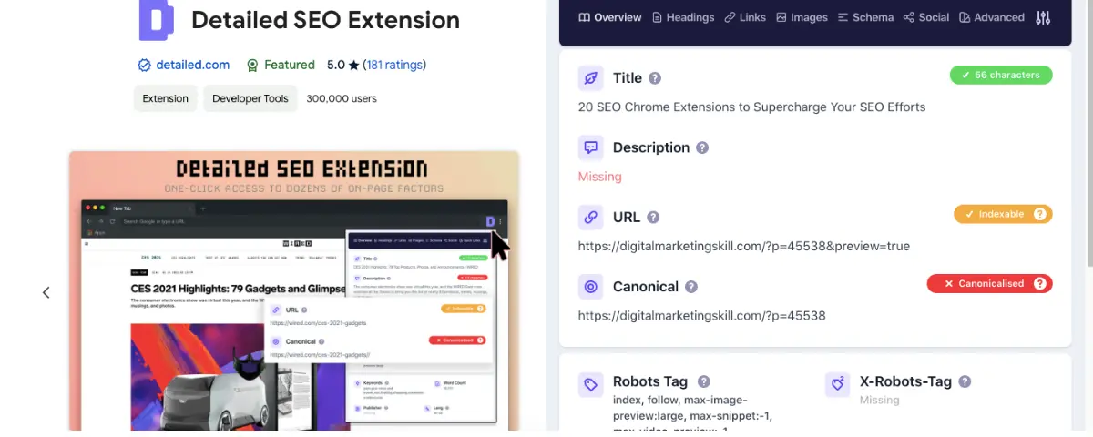 Detailed SEO Extension 