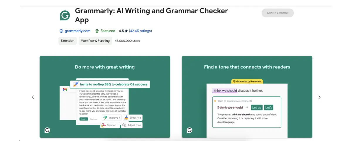 Grammarly - SEO Chrome Extensions