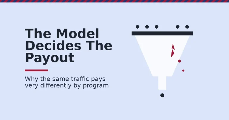 Funnel diagram showing affiliate marketing income leaking away through the wrong payment model