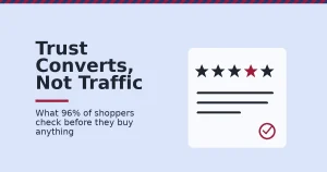 Affiliate marketing tips illustration of a review card with four dark stars and one crimson star, plus a verified checkmark