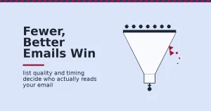 Funnel diagram illustrating B2B email marketing list quality and leakage