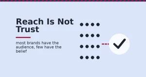 Illustration for B2C marketing showing a crowd reached but a gap before earning trust