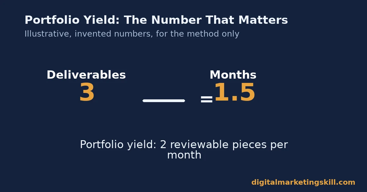 Portfolio yield formula for the best digital marketing courses Illustration of the portfolio yield formula used to evaluate the best digital marketing courses, invented example numbers