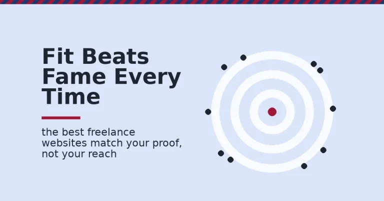 Target illustration showing scattered competing profiles around the rings and one precise fit in the bullseye for the best freelance websites