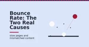 Bounce rate illustrated as a white ball bouncing on a floor while one red ball bounces away off the page