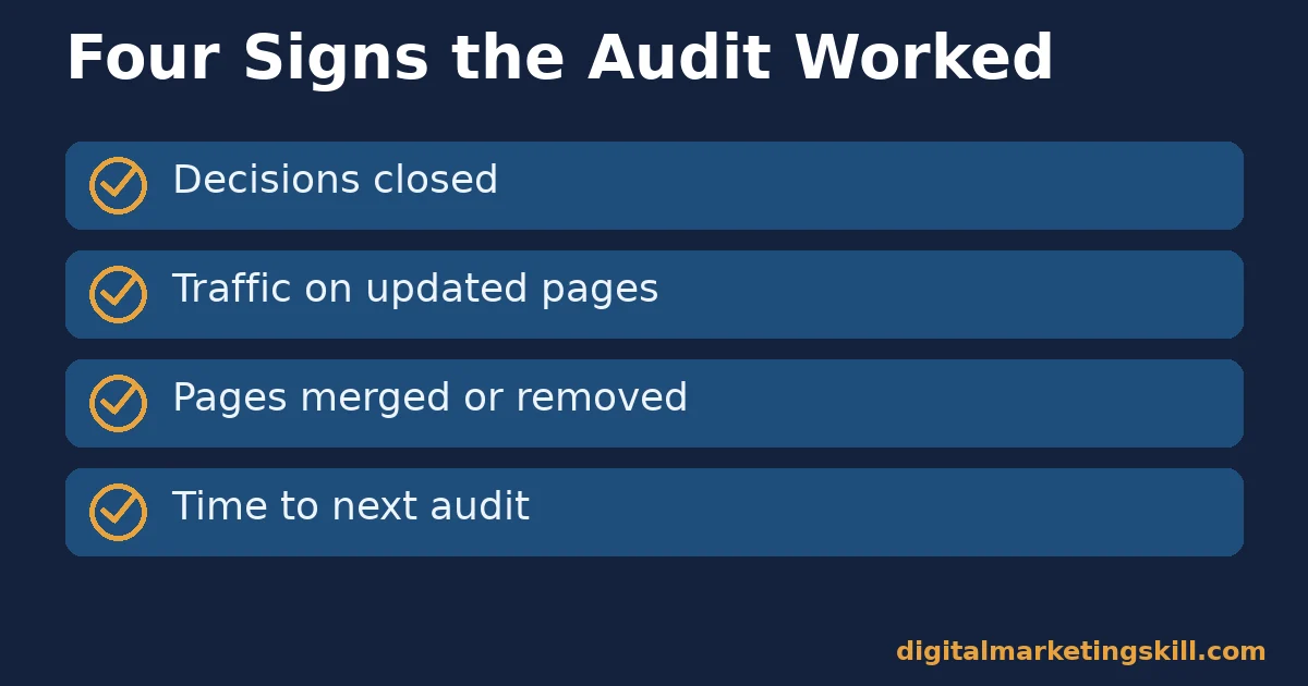 Content marketing audit checklist with four signs the audit worked