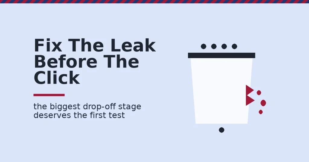 Illustration about conversion rate optimization: a leaking bucket representing lost conversions before the fix