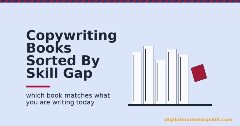 Illustration showing copywriting books grouped by the skill gap each one closes