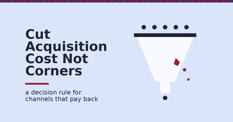 Customer acquisition strategy shown as a funnel with a crack leaking a few prospects while most still convert