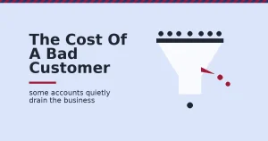 A funnel sorting ordinary customers while one difficult customer is diverted out in red