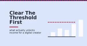 Digital creator guide featured image showing a bar chart rising through a crimson threshold line
