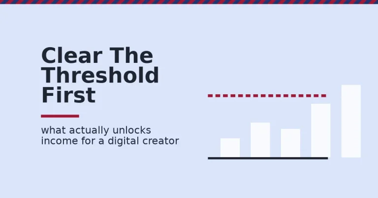 Digital creator guide featured image showing a bar chart rising through a crimson threshold line