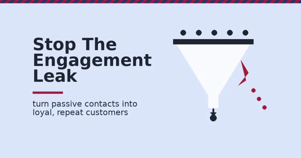 Funnel illustrating digital customer engagement leaking away through a crack