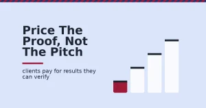 Digital marketing consultant pricing shown as ascending bars, with one cracked red bar representing unproven claims priced low