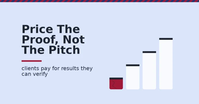 Digital marketing consultant pricing shown as ascending bars, with one cracked red bar representing unproven claims priced low
