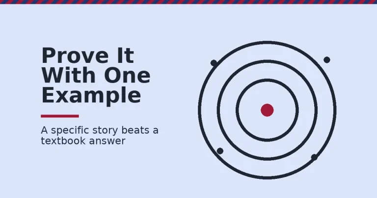 Digital marketing interview answers illustrated as a target with one specific crimson hit in the centre and scattered vague misses around it