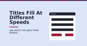 Digital marketing job titles shown as a job board with one role posting unfilled, marked in red, among several filled roles