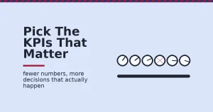 Digital marketing KPIs shown as a row of gauges with one cracked in crimson, representing a metric nobody acts on