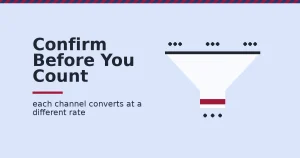 Email list building shown as one funnel fed by three channels narrowing through a crimson confirmation band
