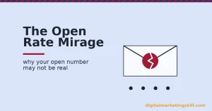 Email open rates shown as a sealed envelope with a cracked crimson seal, symbolising opens that are not real