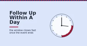 Clock diagram illustrating the event marketing follow-up window closing