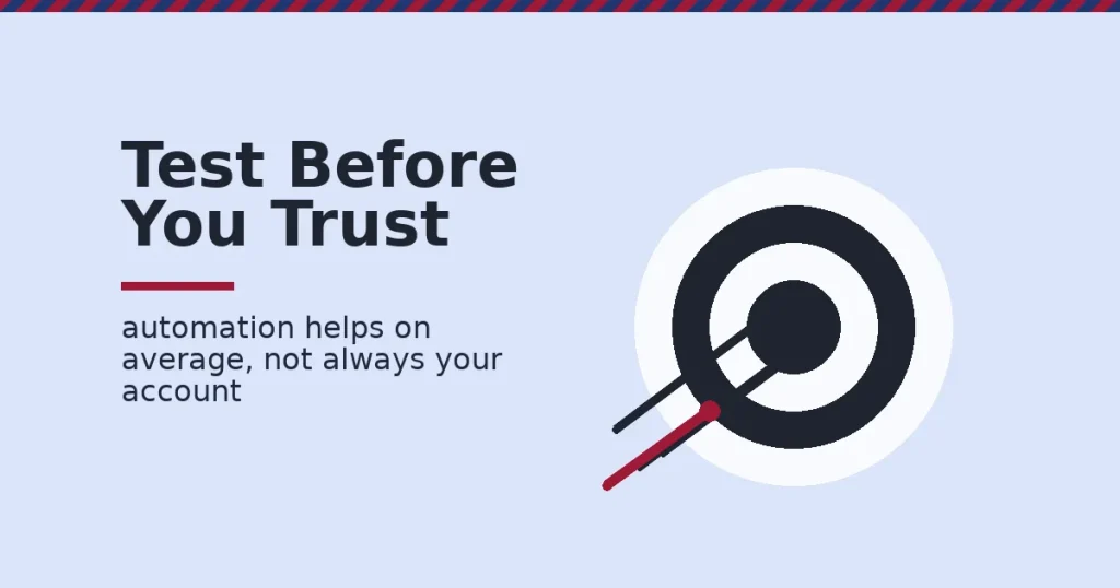 A target with arrows near the center and one crimson arrow missing wide, illustrating facebook ad targeting and the risk of blind automation