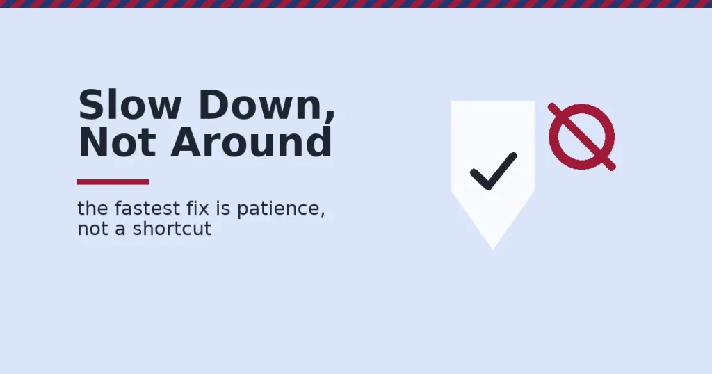 Facebook page creation limit shown as a white verification shield with a checkmark beside a crossed-out loop representing a blocked workaround