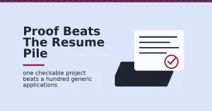 First digital marketing job shown as one checkable project standing out from a pile of generic resumes