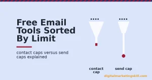 Illustration of free email marketing services split into contact-capped and send-capped funnels