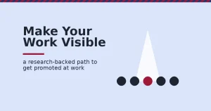 Illustration of a spotlight on one highlighted dot among several, showing how to get promoted at work through visibility