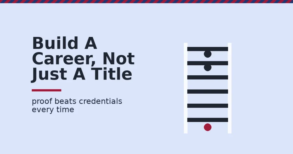 Illustration for a good digital marketing career showing a ladder with one broken rung