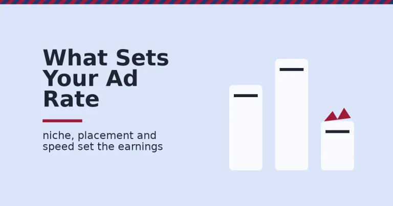 Illustration of Google AdSense earnings shown as three bars of different height, with a crimson crack on the shortest bar representing lost revenue from a slow page