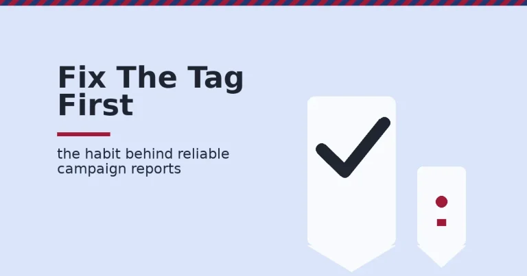 Two map-pin shapes for Google Analytics campaign tracking: one verified with a dark checkmark, one flagged as unidentified with a crimson marker