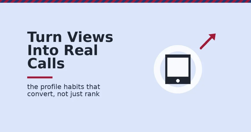 Phone and arrow illustration showing google business profile leads turning views into calls