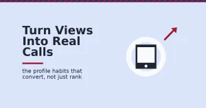 Phone and arrow illustration showing google business profile leads turning views into calls