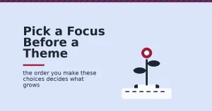 How to create a blog shown as a small flag with one red bloom planted on a page, representing a focused topic that grows