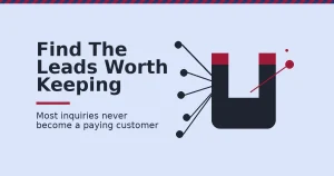 The importance of lead generation illustrated as a magnet pulling in dark dots while one red lead escapes