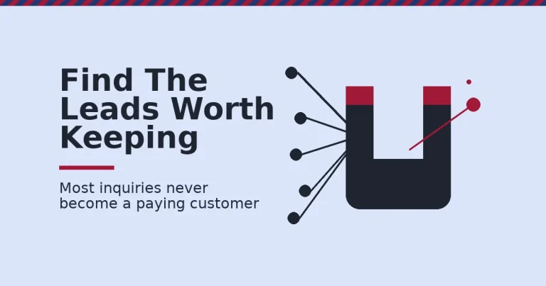 The importance of lead generation illustrated as a magnet pulling in dark dots while one red lead escapes