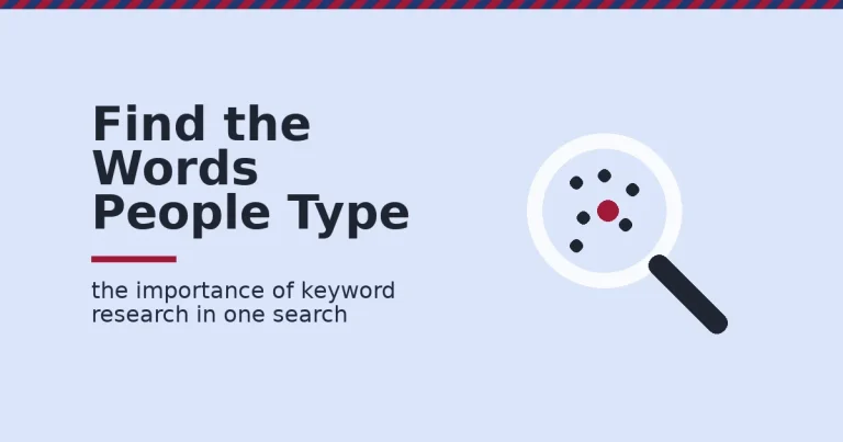 A magnifying glass over a crowd of dark dots finding one crimson dot, showing the importance of keyword research in locating real search demand