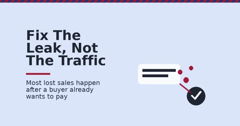 Increase business sales shown as a card with crimson dots breaking away before reaching a check-mark payment confirmation