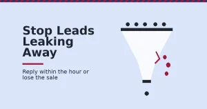 Lead conversion strategies shown as a funnel where leads leak out through a crack instead of converting